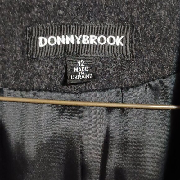 Donnybrook Women Full Length Wool Overcoat Size 12 Black Gray - Picture 4 of 16